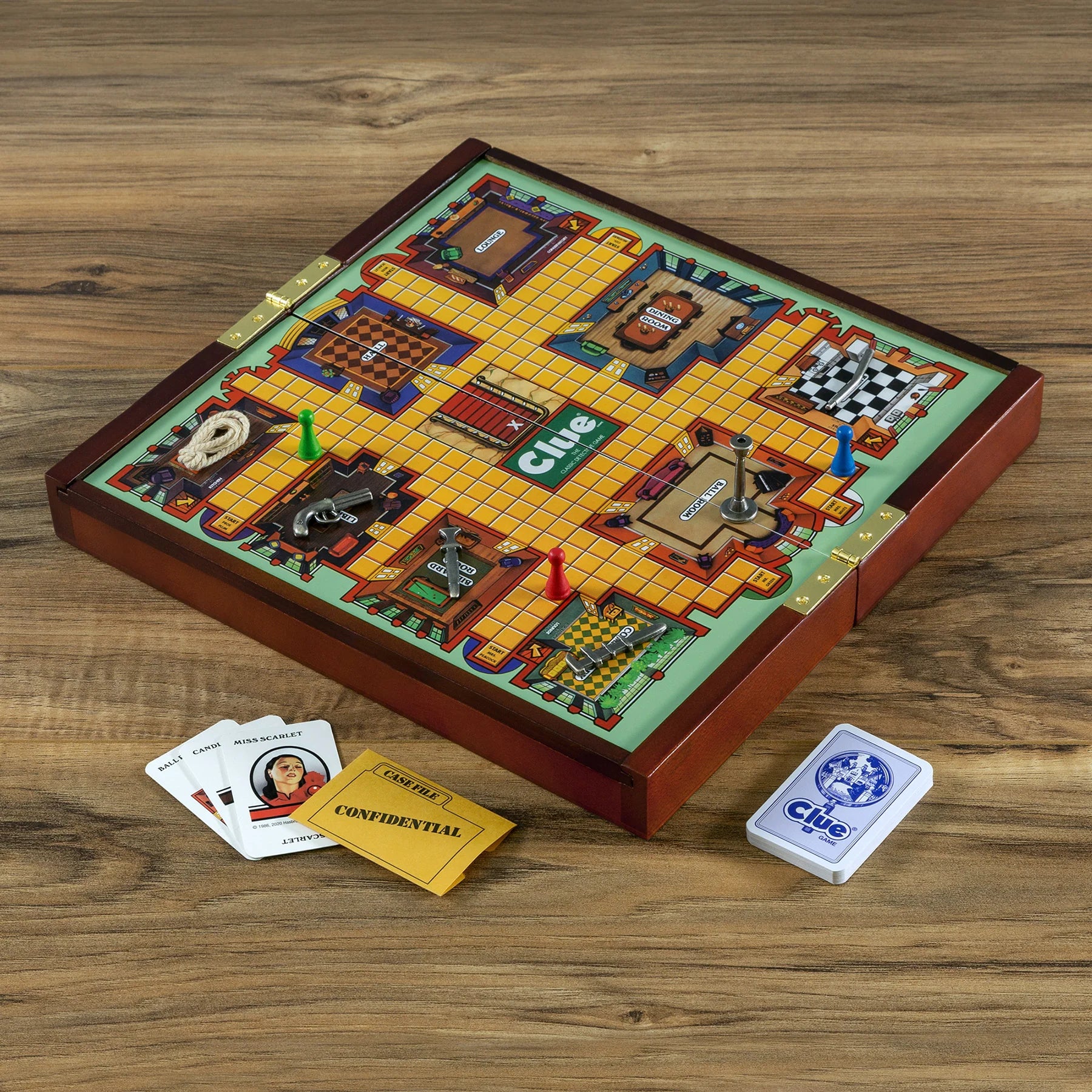Clue Wood Vintage Deluxe Board Game - Compact Travel Size