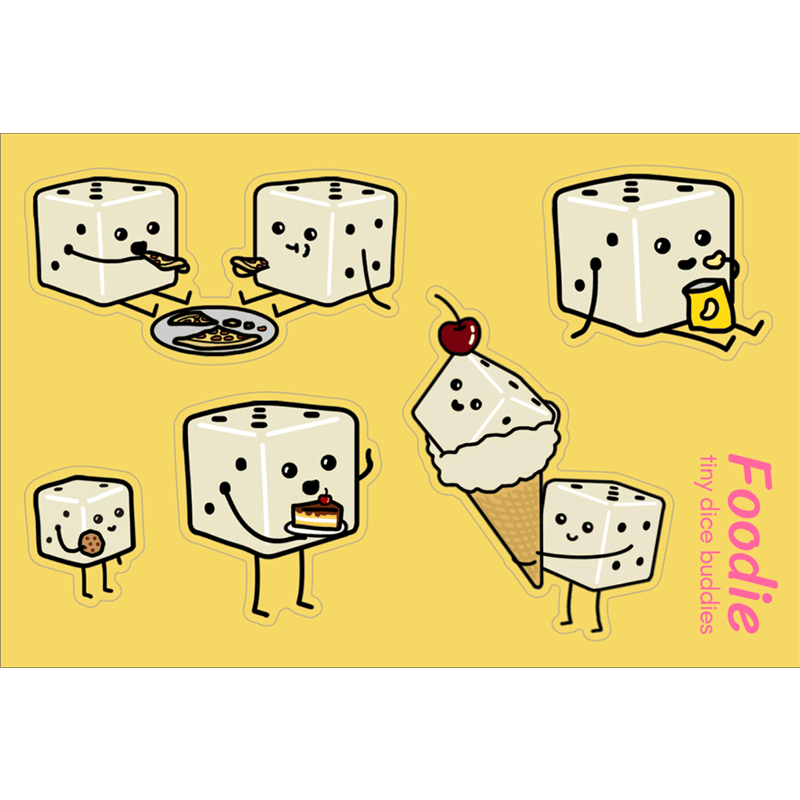 Foodie Tiny Dice Buddies Die-Cut Sticker Sheet (Set of 5 Stickers ...