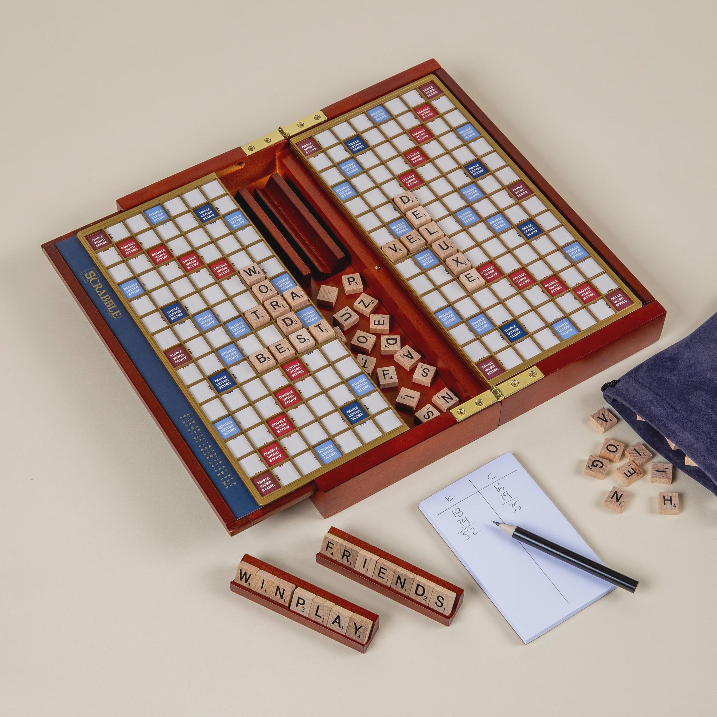 Scrabble Wood Vintage Deluxe Travel Size Board Game