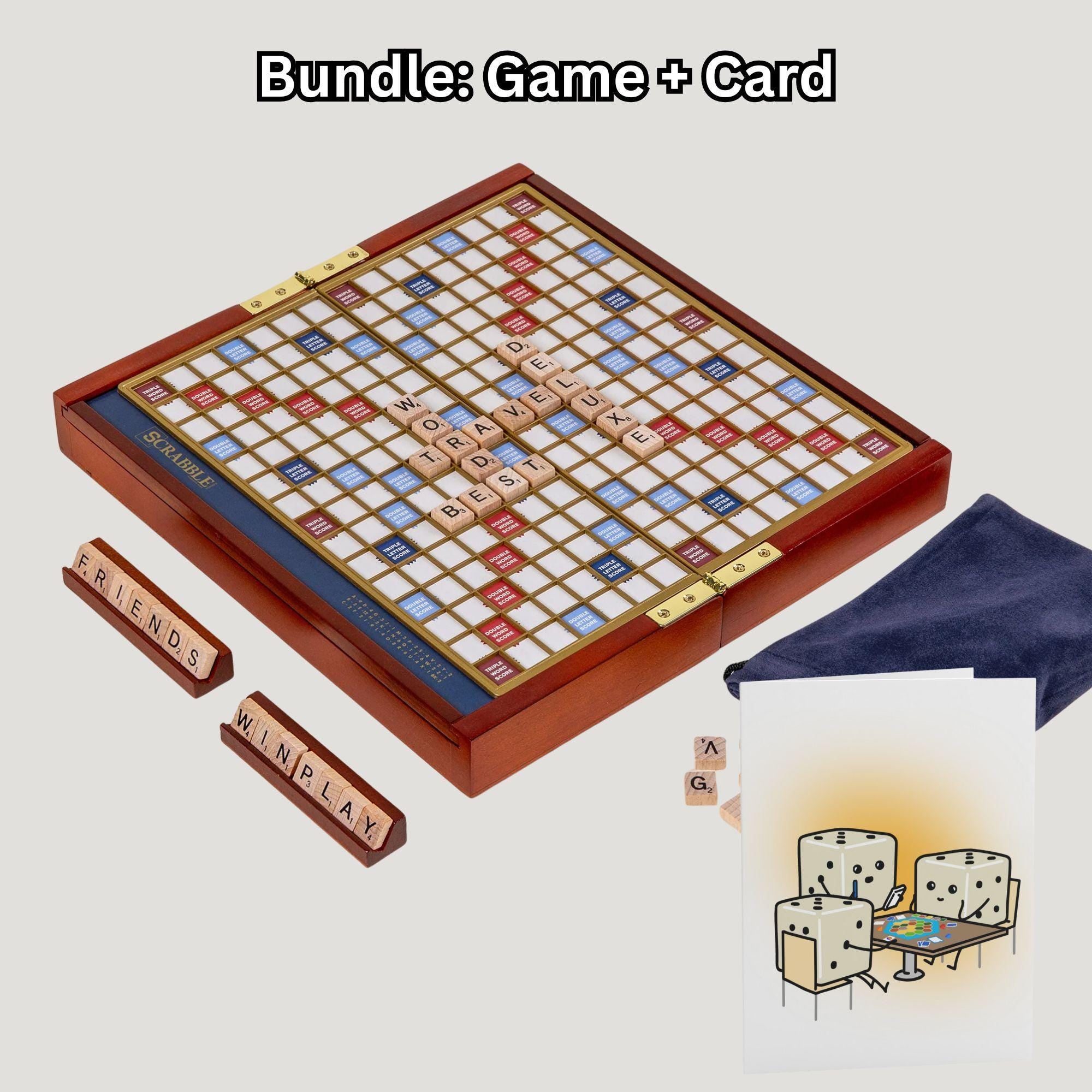 Scrabble Wood Vintage Deluxe Travel Size Board Game