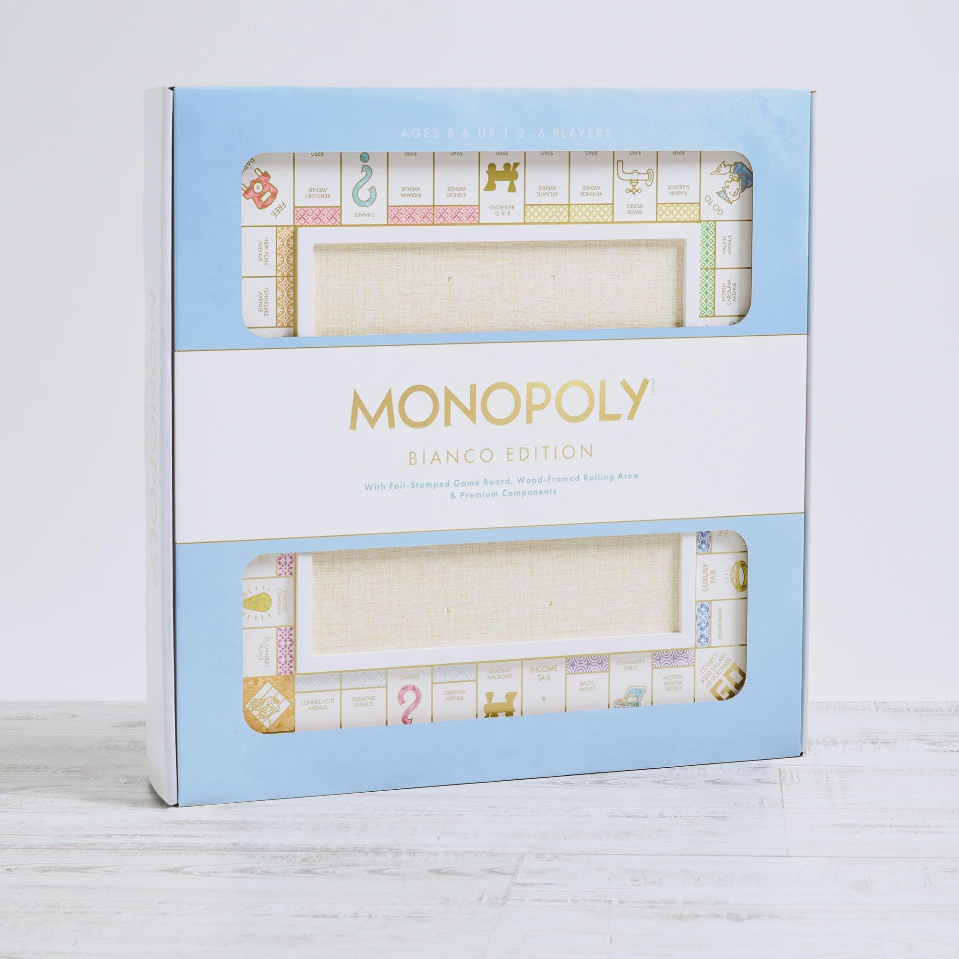 Modern Monopoly & Scrabble White Bianco Deluxe Board Game Edition Bundle (Set of 2)
