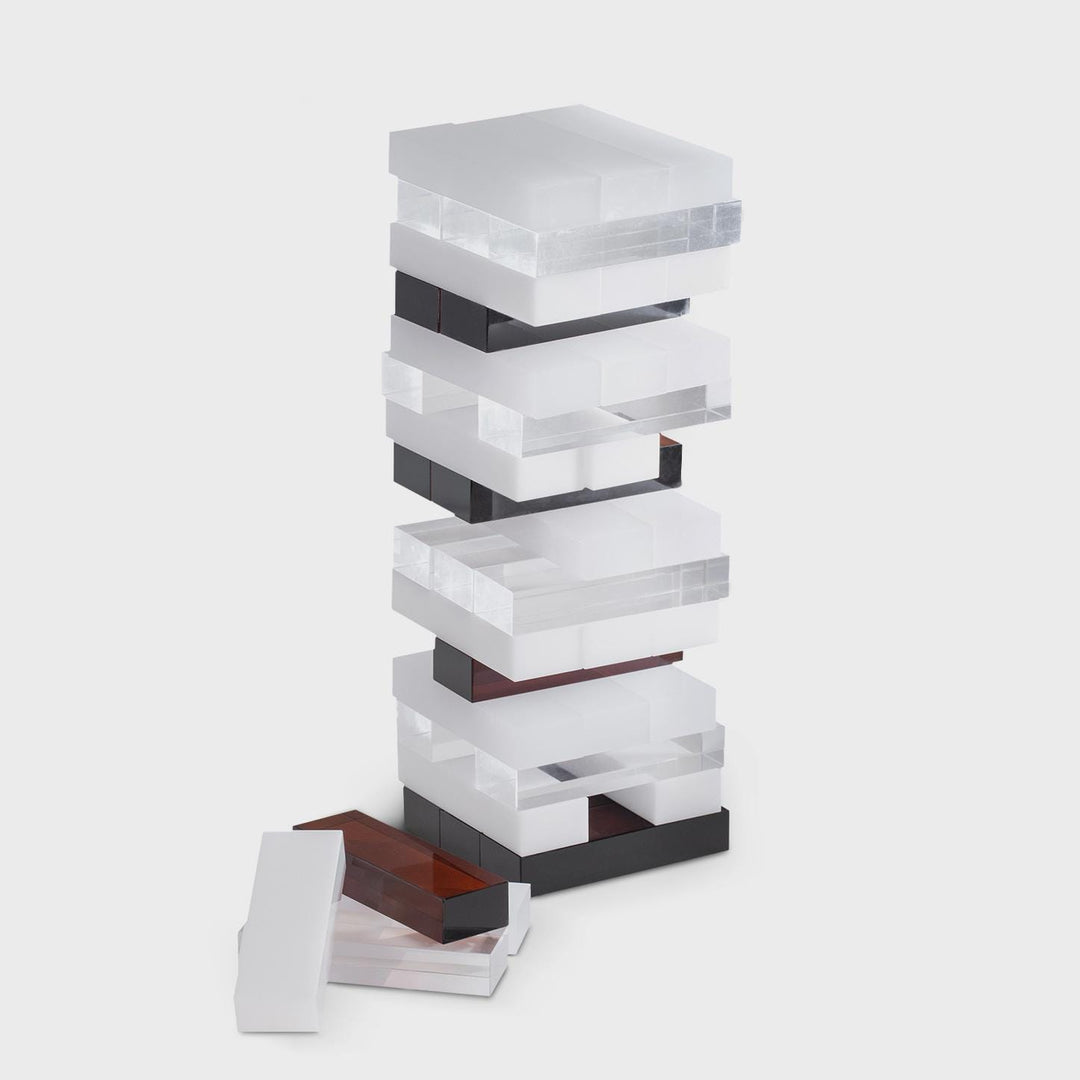 Modern Retro Acrylic Jenga Board Game Black and White