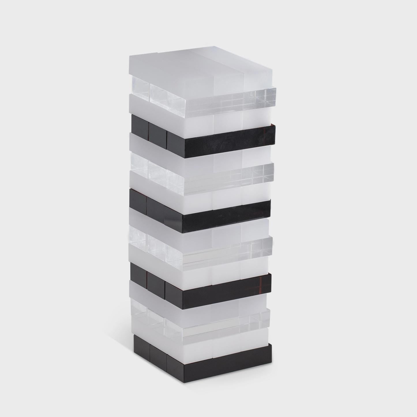 Modern Retro Acrylic Jenga Board Game Black and White