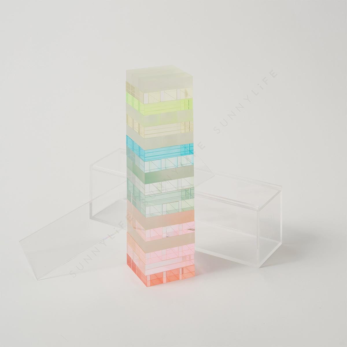 Ombre Lucite Acrylic Pastel Jumbling Tower Jenga Stacking Game, Sorbet Sherbert Color