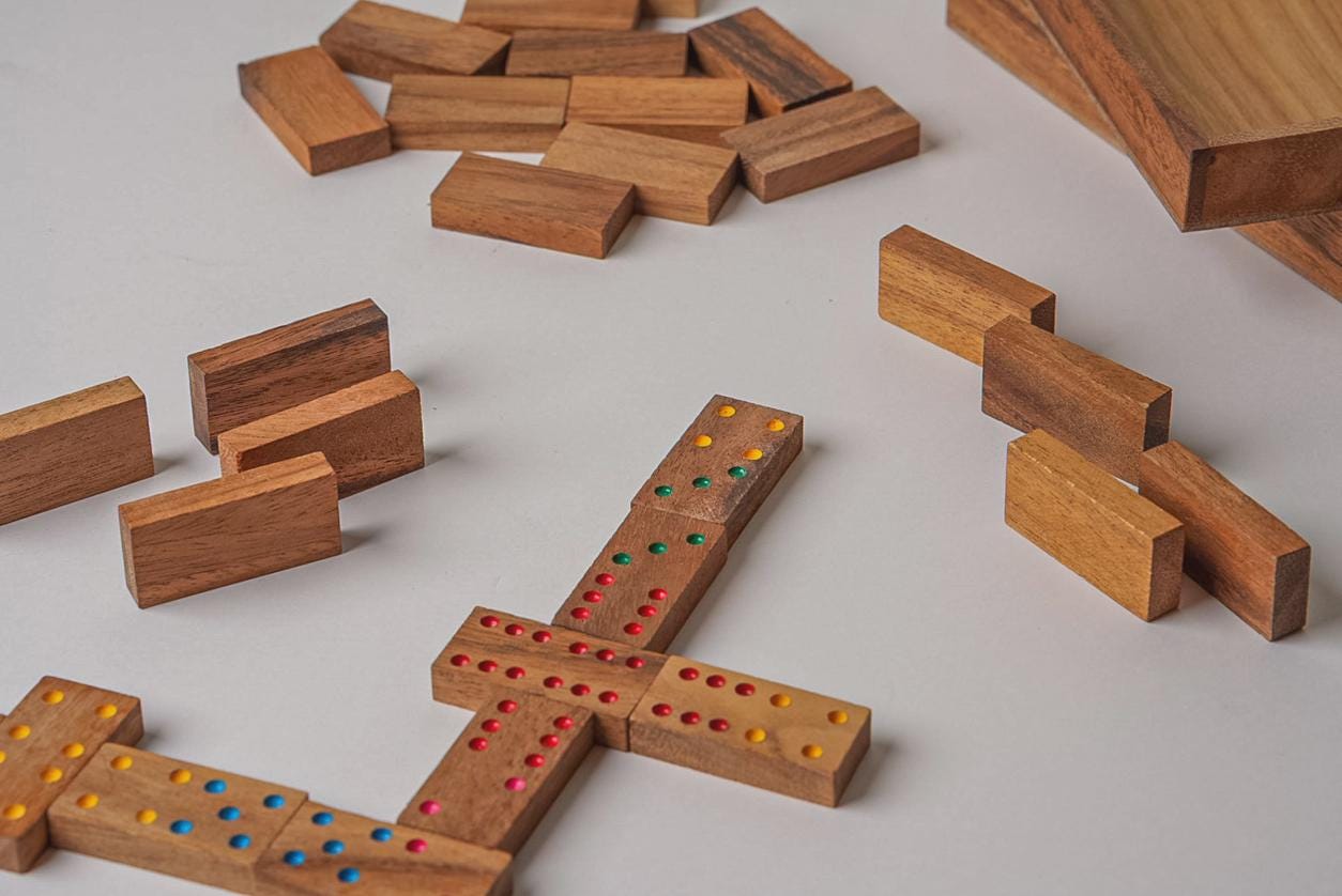 Modern Dominoes Mango Wood Board Game Set