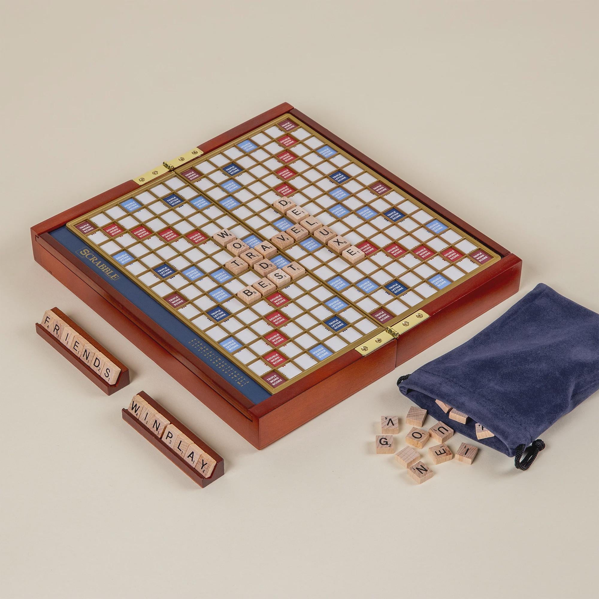 Scrabble Wood Vintage Deluxe Travel Size Board Game