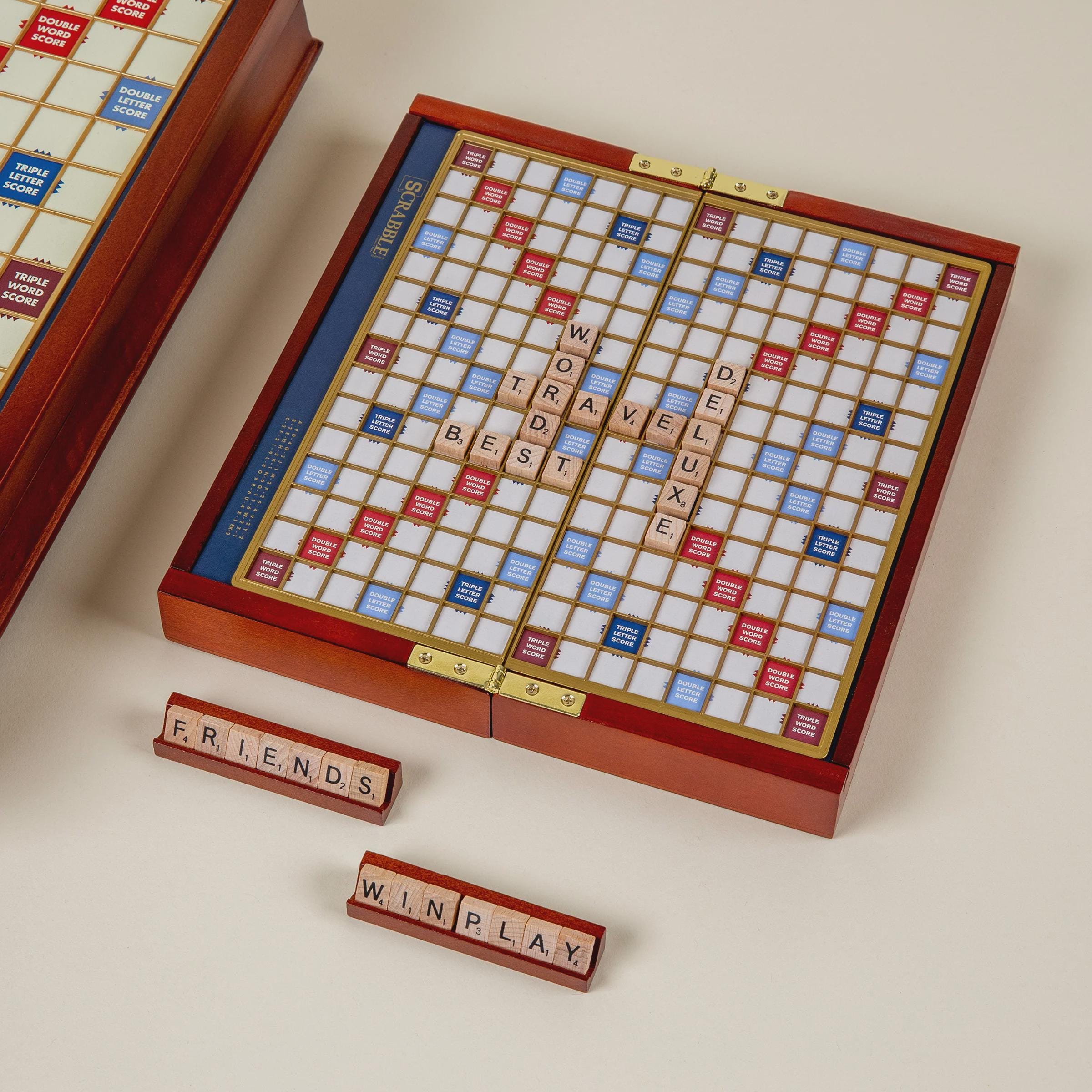 Scrabble Wood Vintage Deluxe Travel Size Board Game