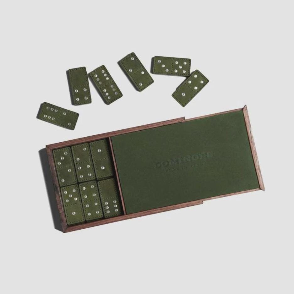 Modern Leather and Wood Dominoes Board Game Set