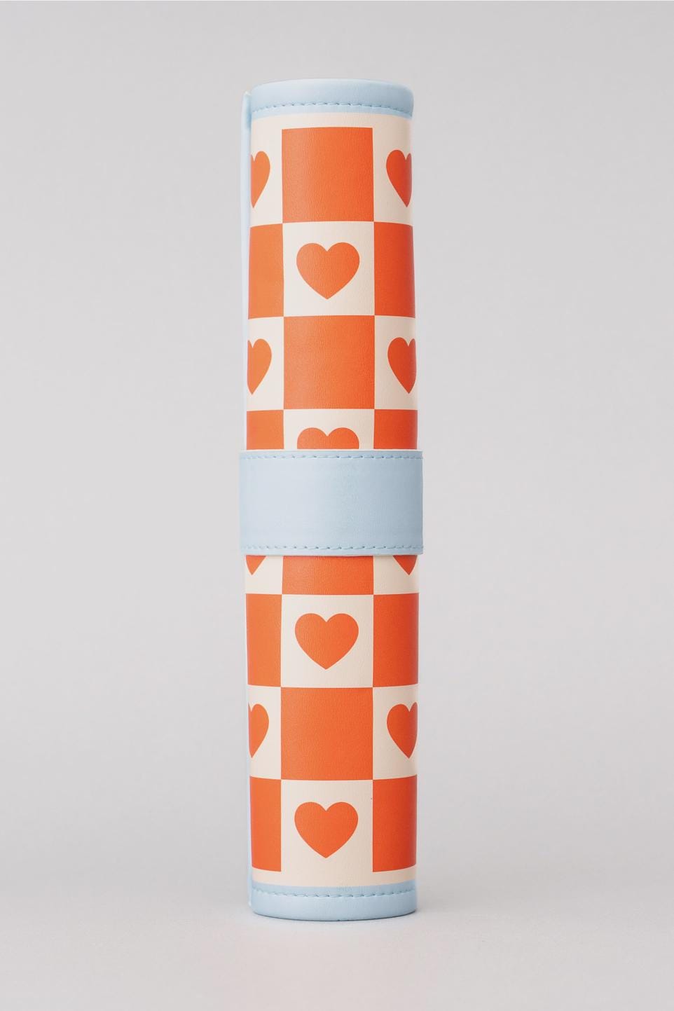 Modern Roll Up 3-in-1 Game (Checkers, Chess, Backgammon), Checkered Hearts Design, Valentine's Day Gift, Portable Travel Size