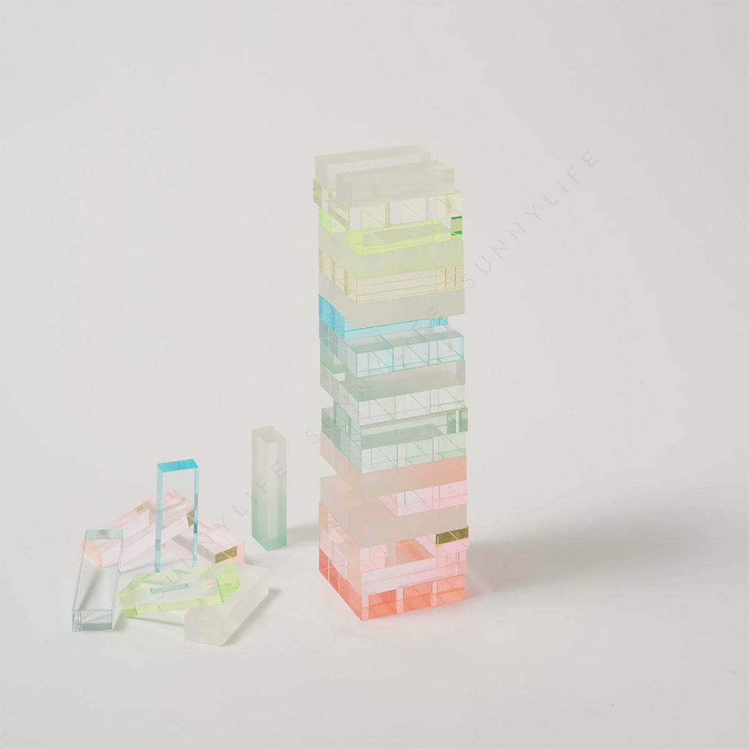 Ombre Lucite Acrylic Pastel Jumbling Tower Jenga Stacking Game, Sorbet Sherbert Color