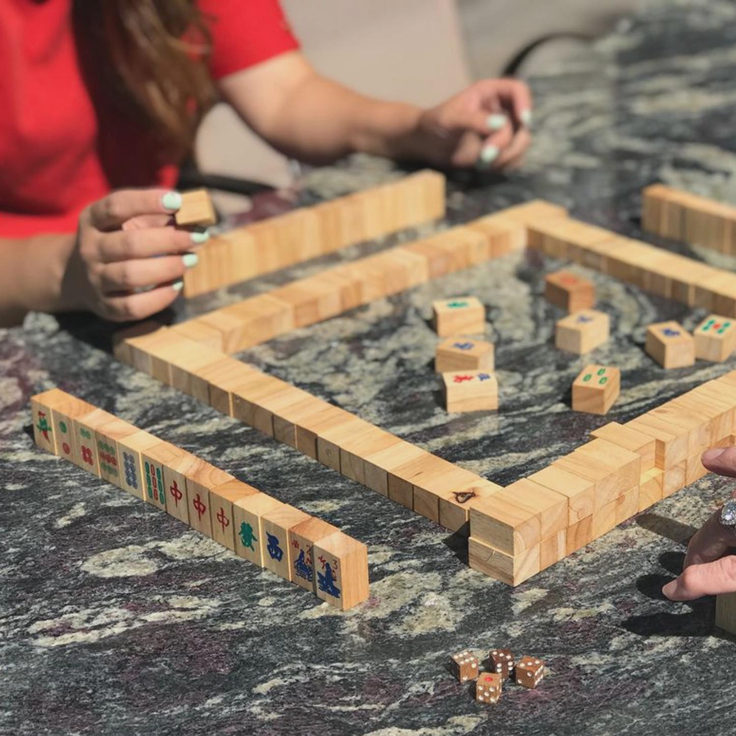 Modern Mahjong Mango Wood Board Game Set, Chinese Version Mahjong