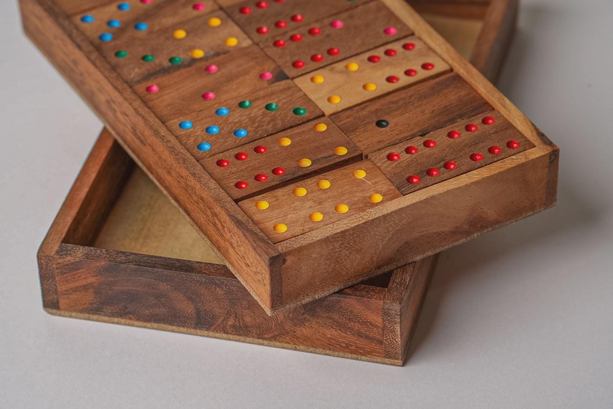 Modern Dominoes Mango Wood Board Game Set