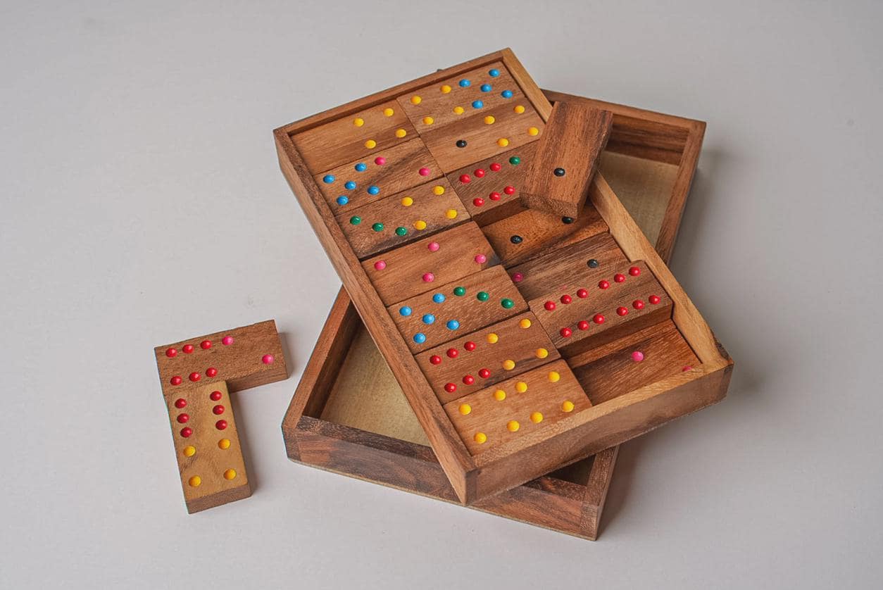 Modern Dominoes Mango Wood Board Game Set