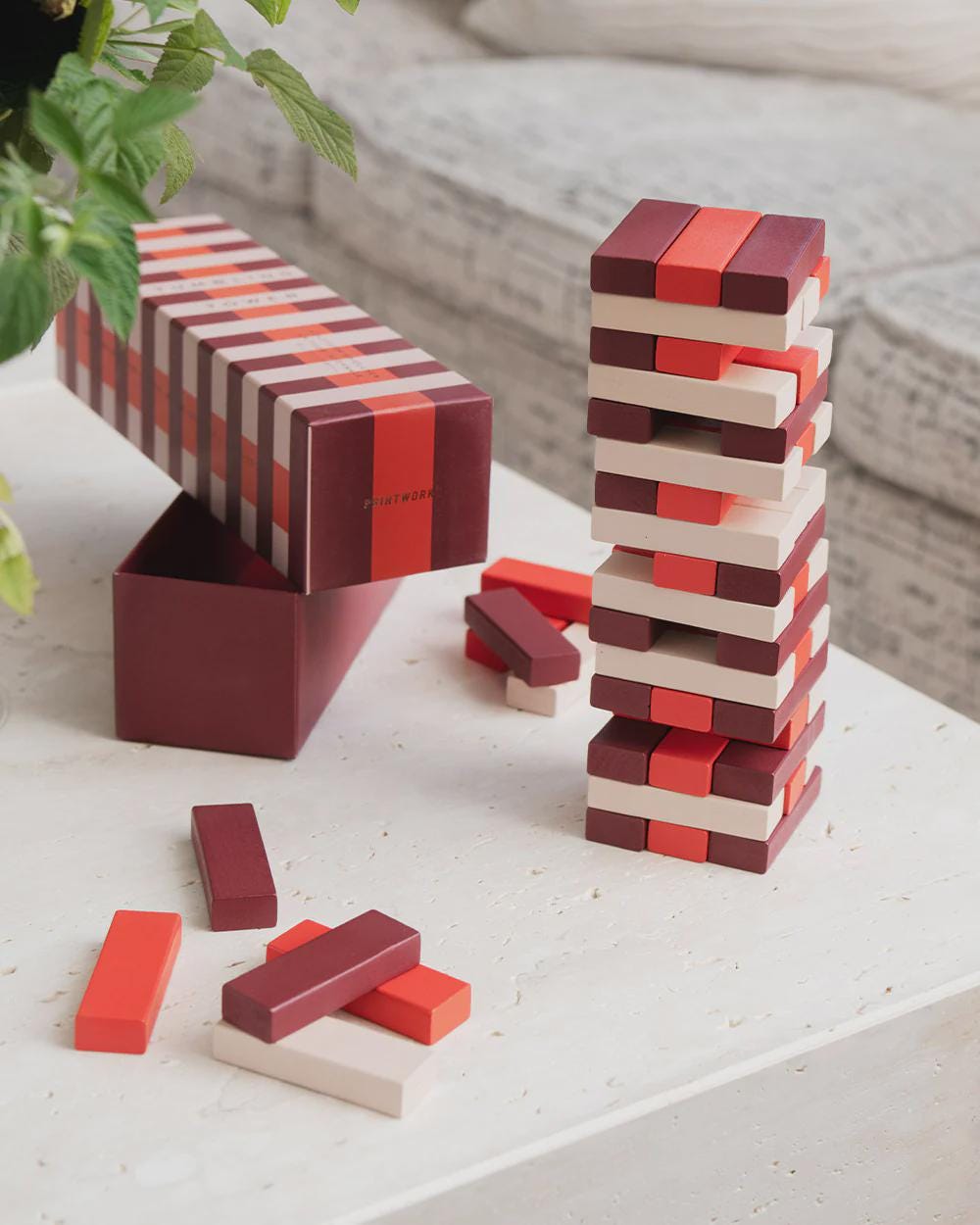 Colorful Modern Tumbling Tower Blocks Jenga Board Game - Red/Pink or Blue/Green