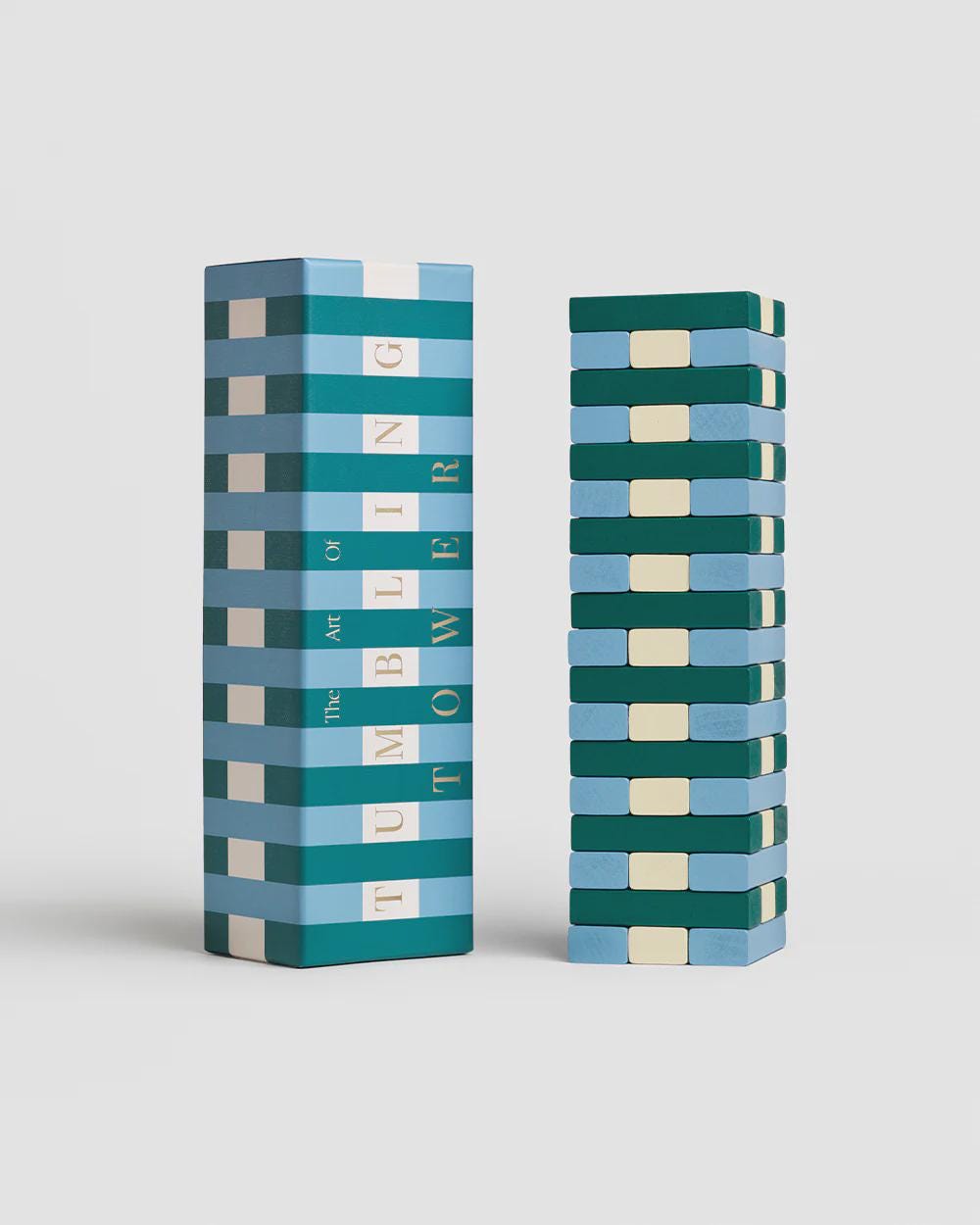 Colorful Modern Tumbling Tower Blocks Jenga Board Game - Blue/Green or Red/Pink