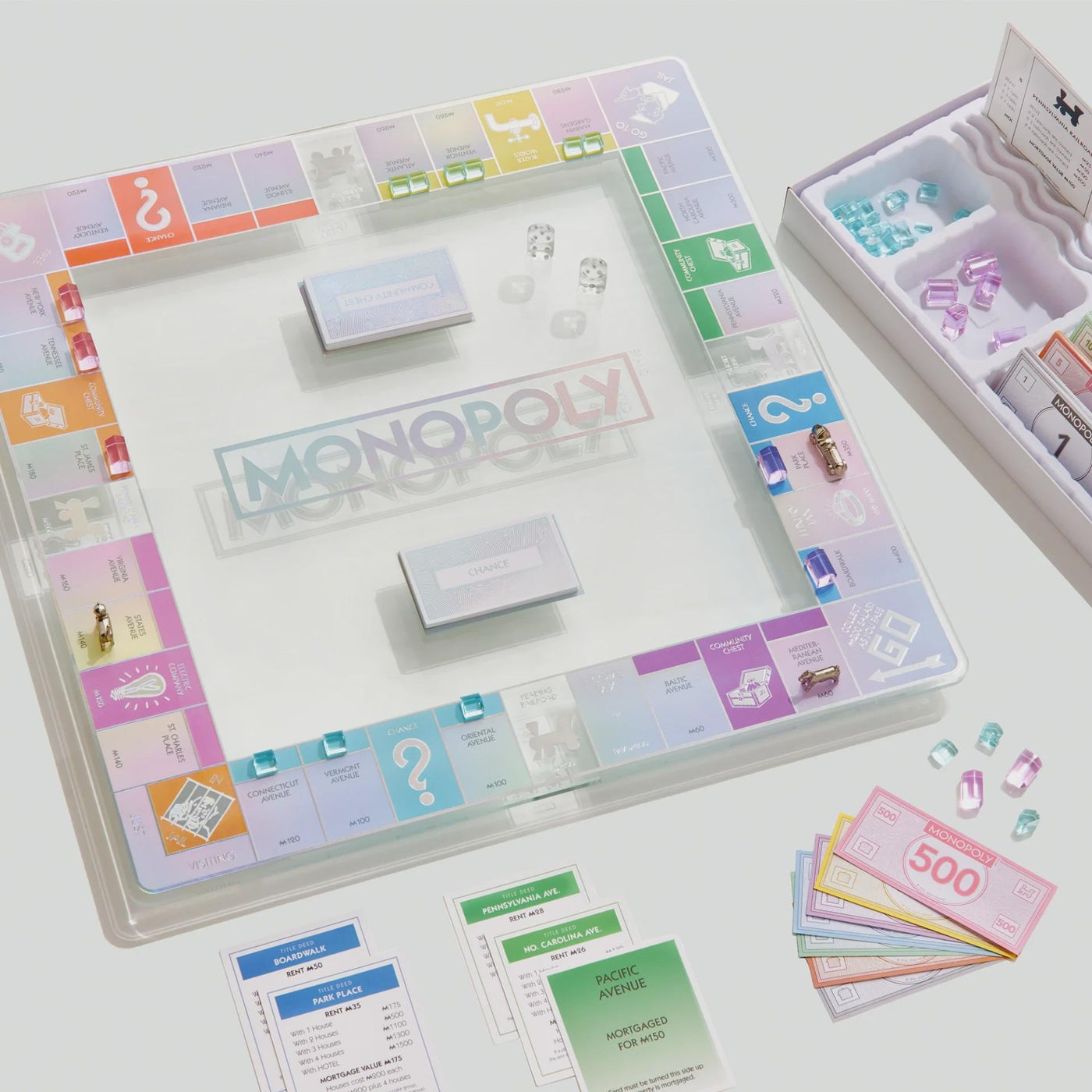 Modern Monopoly Board Game Glass Aura Edition