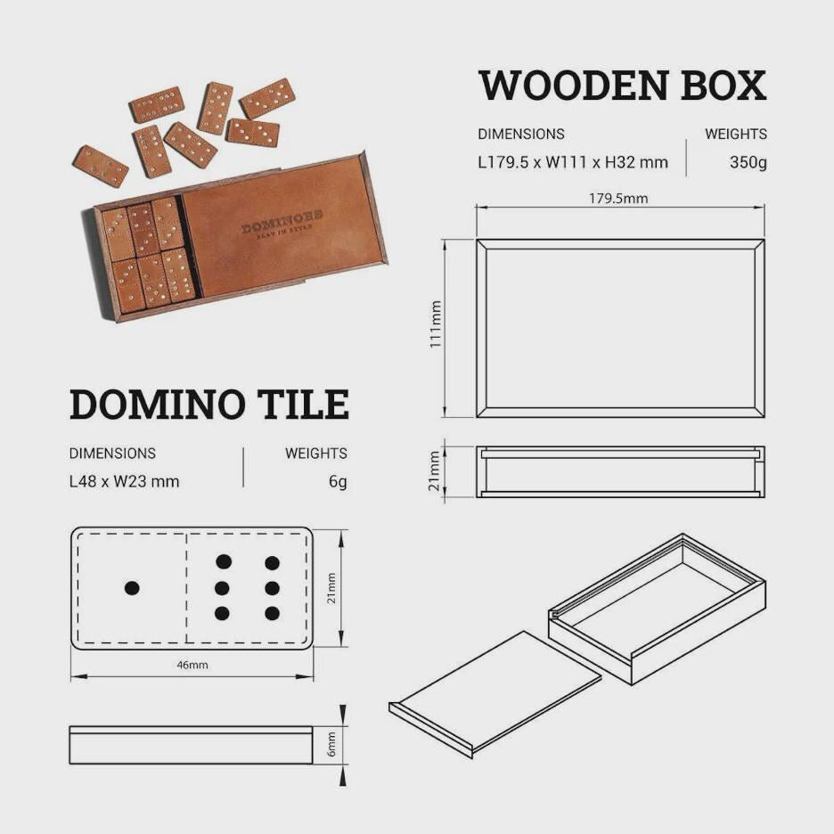 Modern Leather and Wood Dominoes Board Game Set