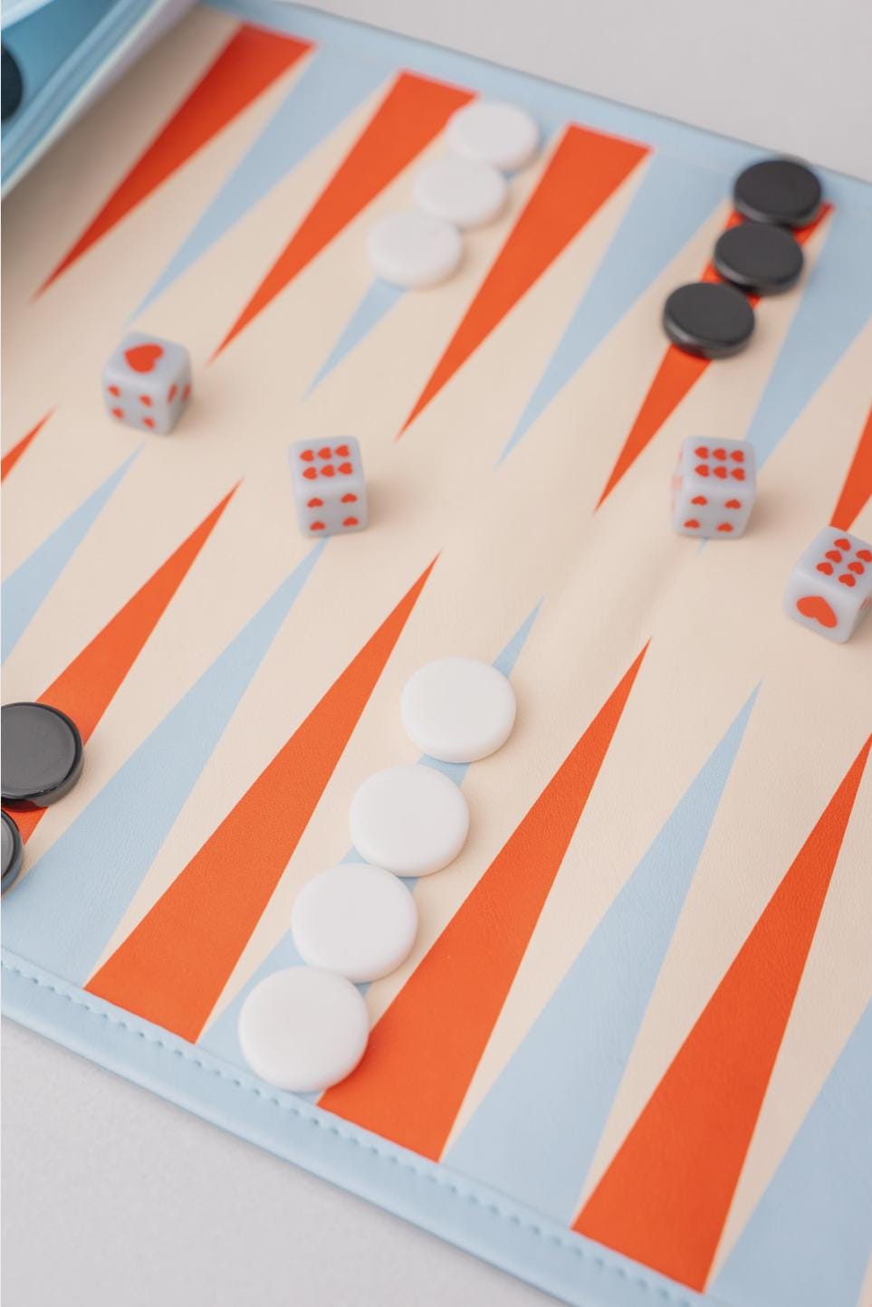 Modern Roll Up 3-in-1 Game (Checkers, Chess, Backgammon), Checkered Hearts Design, Valentine's Day Gift, Portable Travel Size