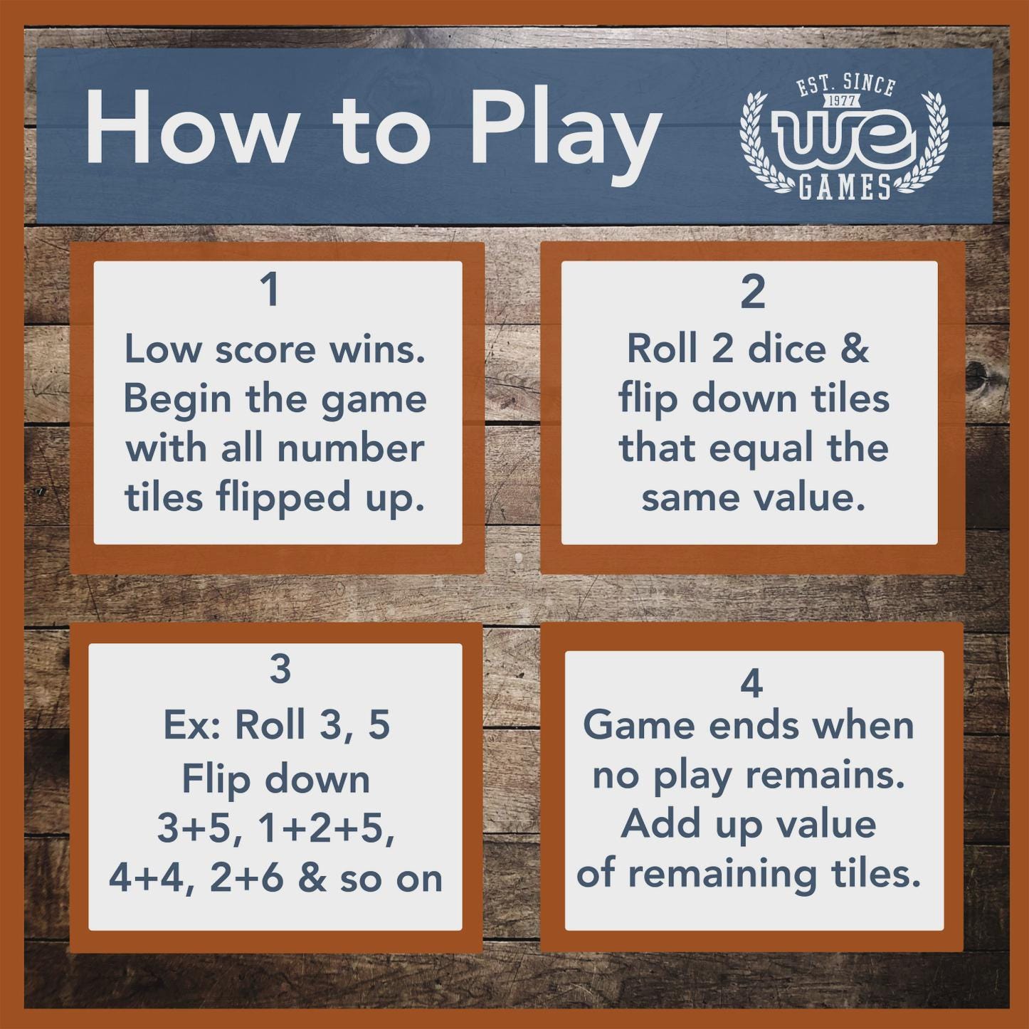Shut the Box Board Game - 4 Players Wood Game