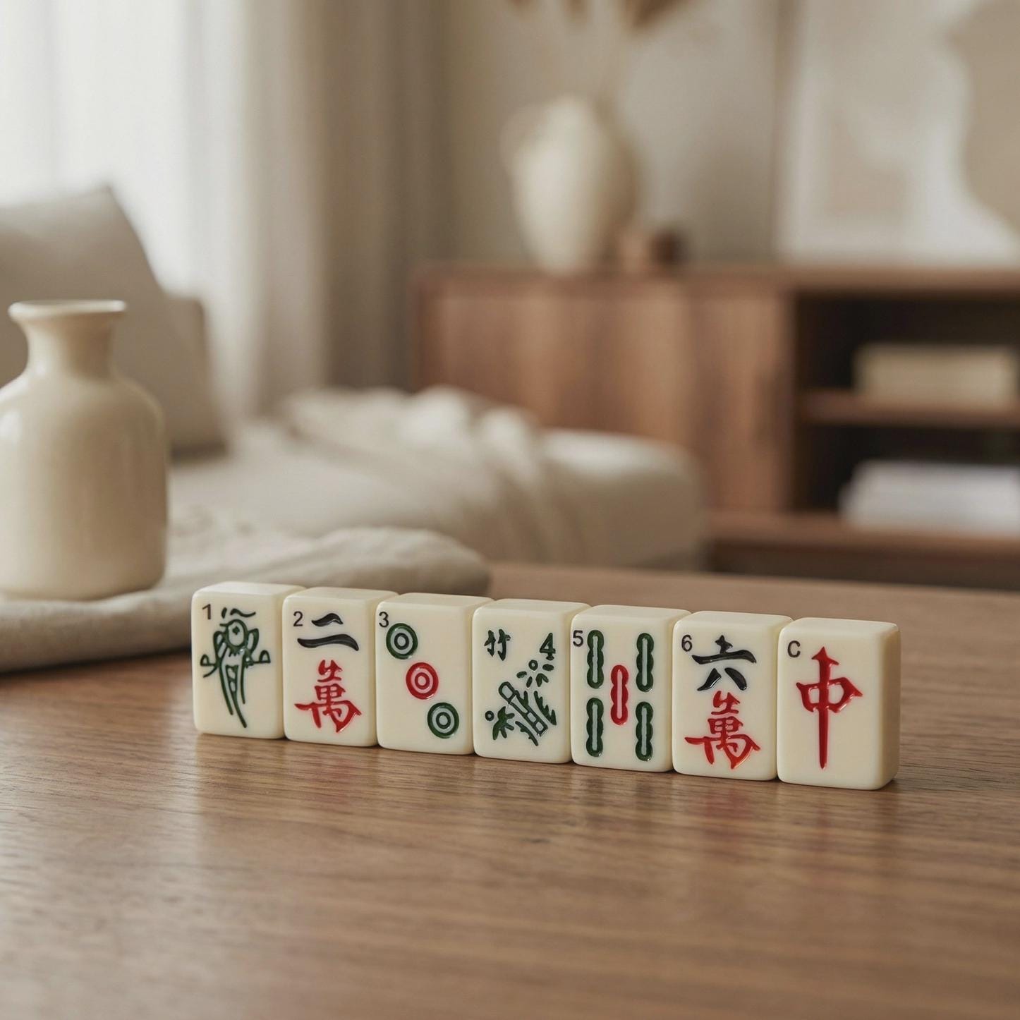 Retro Vintage Traditional Mahjong Set, Red Dragon Chinese Mahjong Leather Travel Size Set, 144 Tiles, Compact Smaller Travel Size