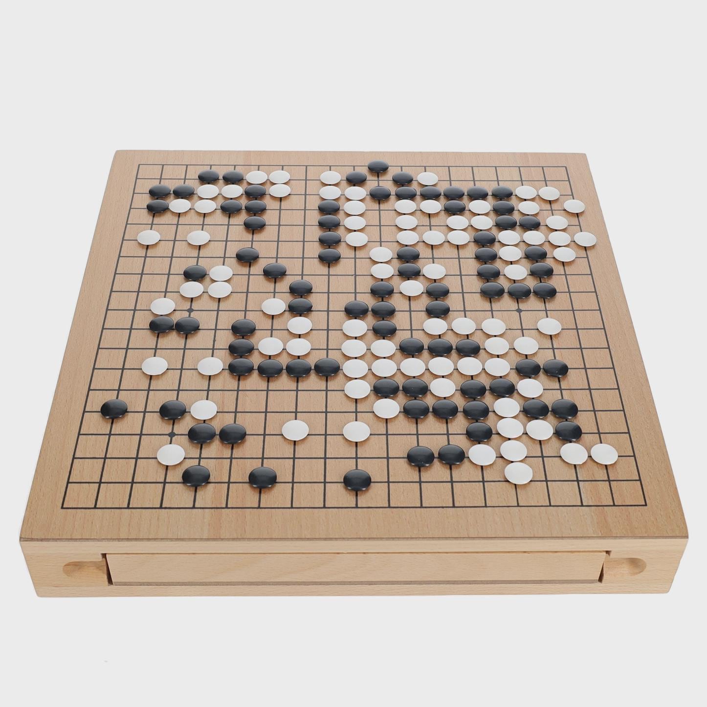 Wooden Go Board Game Set with Storage Drawers