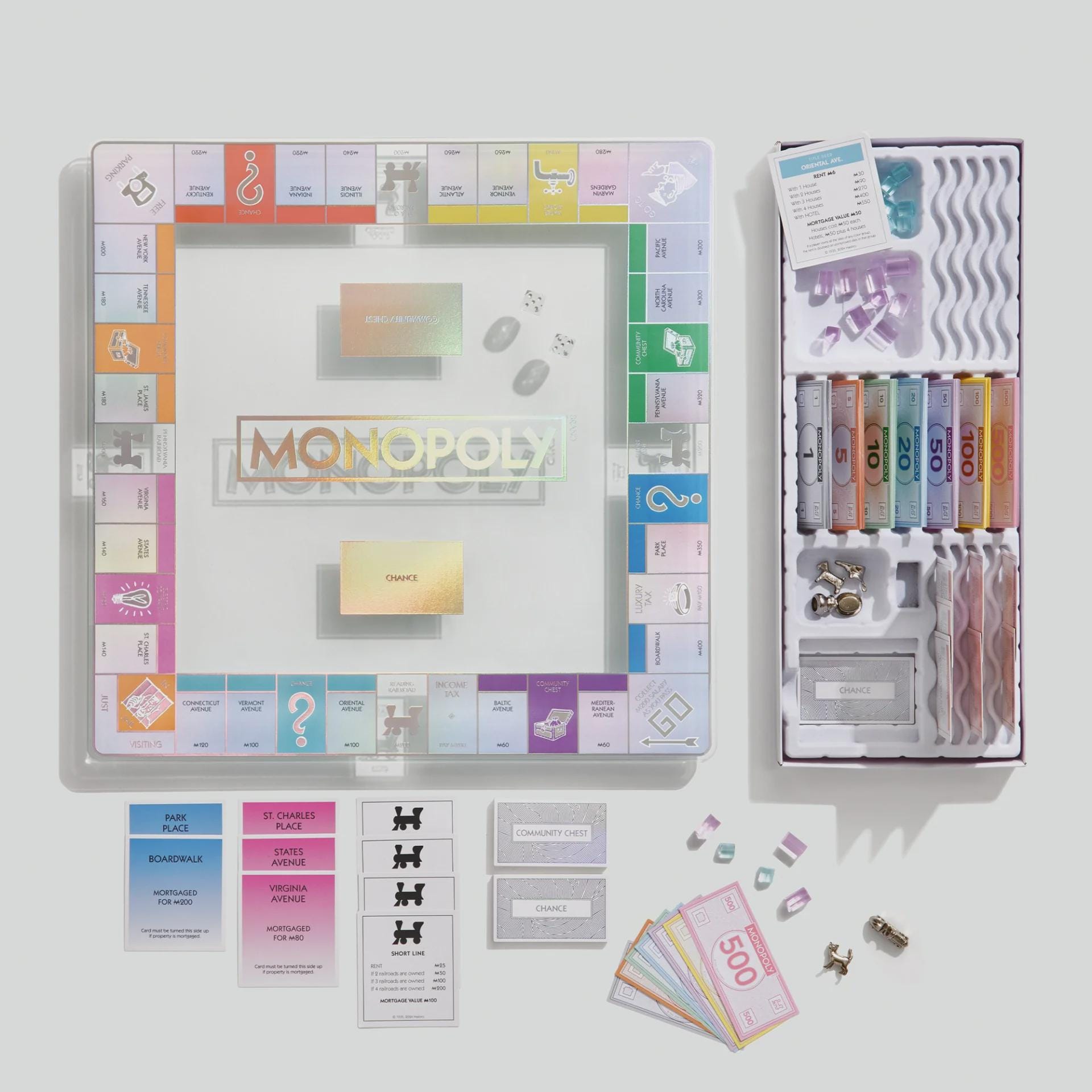 Modern Monopoly Board Game Glass Aura Edition