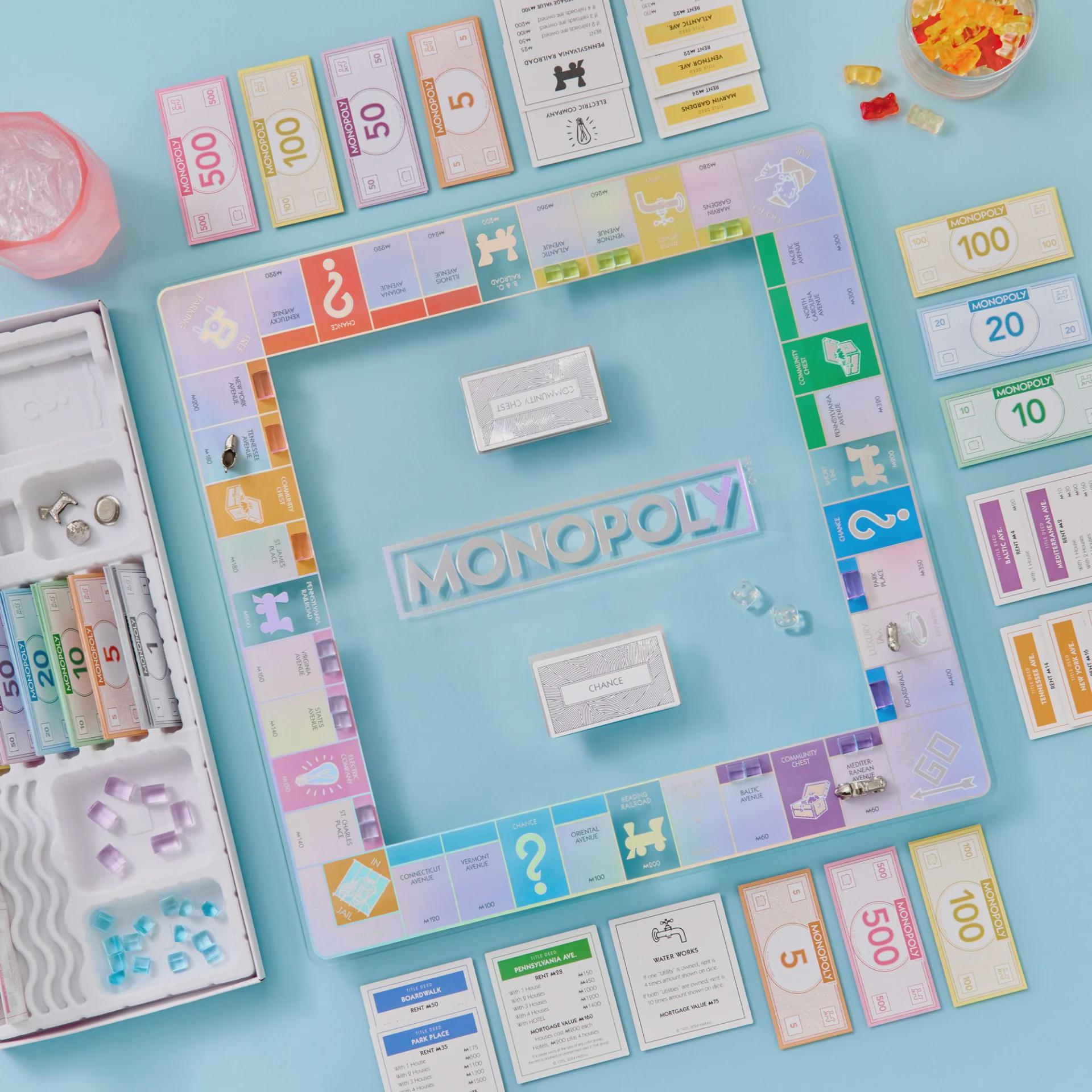 Modern Monopoly Board Game Glass Aura Edition