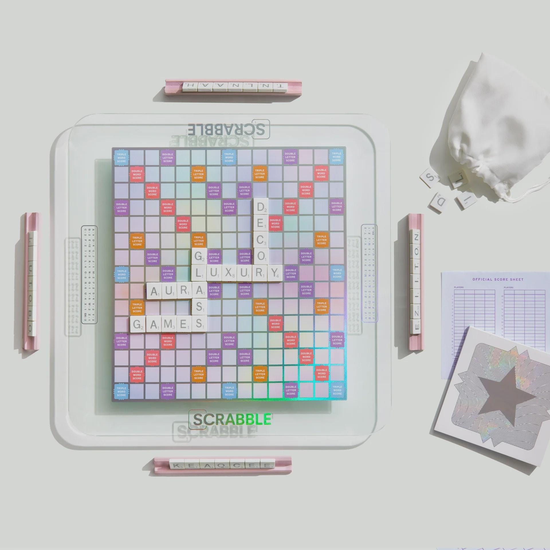 Modern Scrabble Board Game Glass Aura Edition