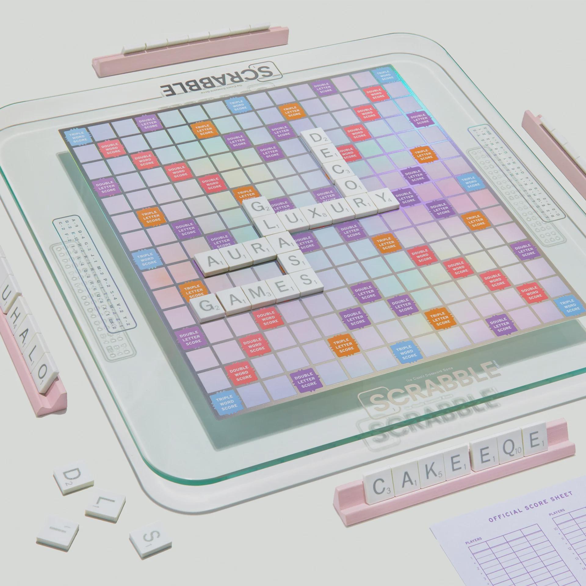 Modern Scrabble Board Game Glass Aura Edition