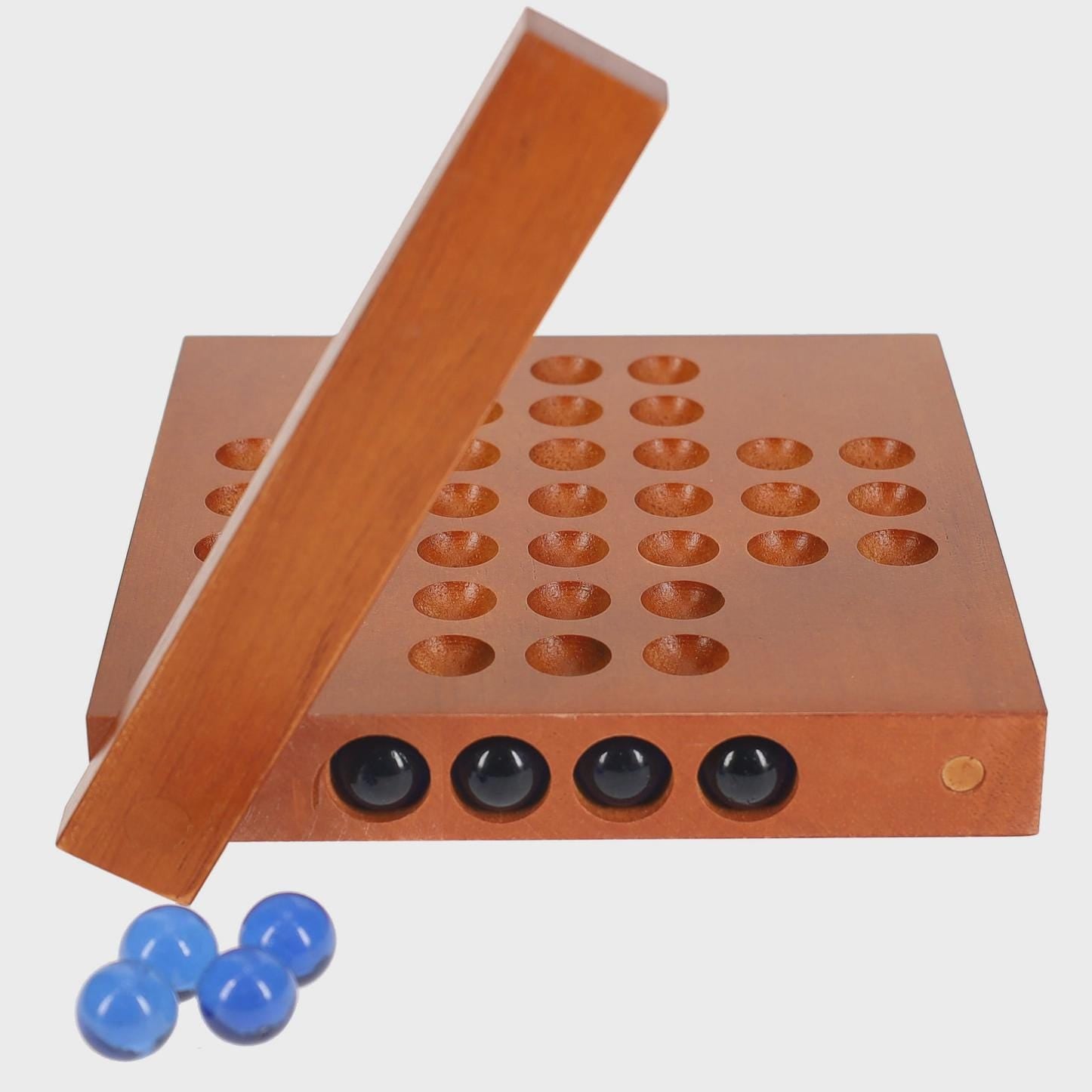Marble Wooden Solitaire Portable Travel Game