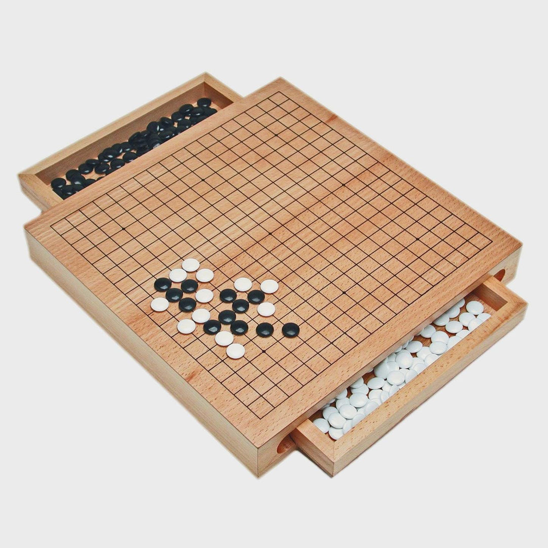 Wooden Go Board Game Set with Storage Drawers
