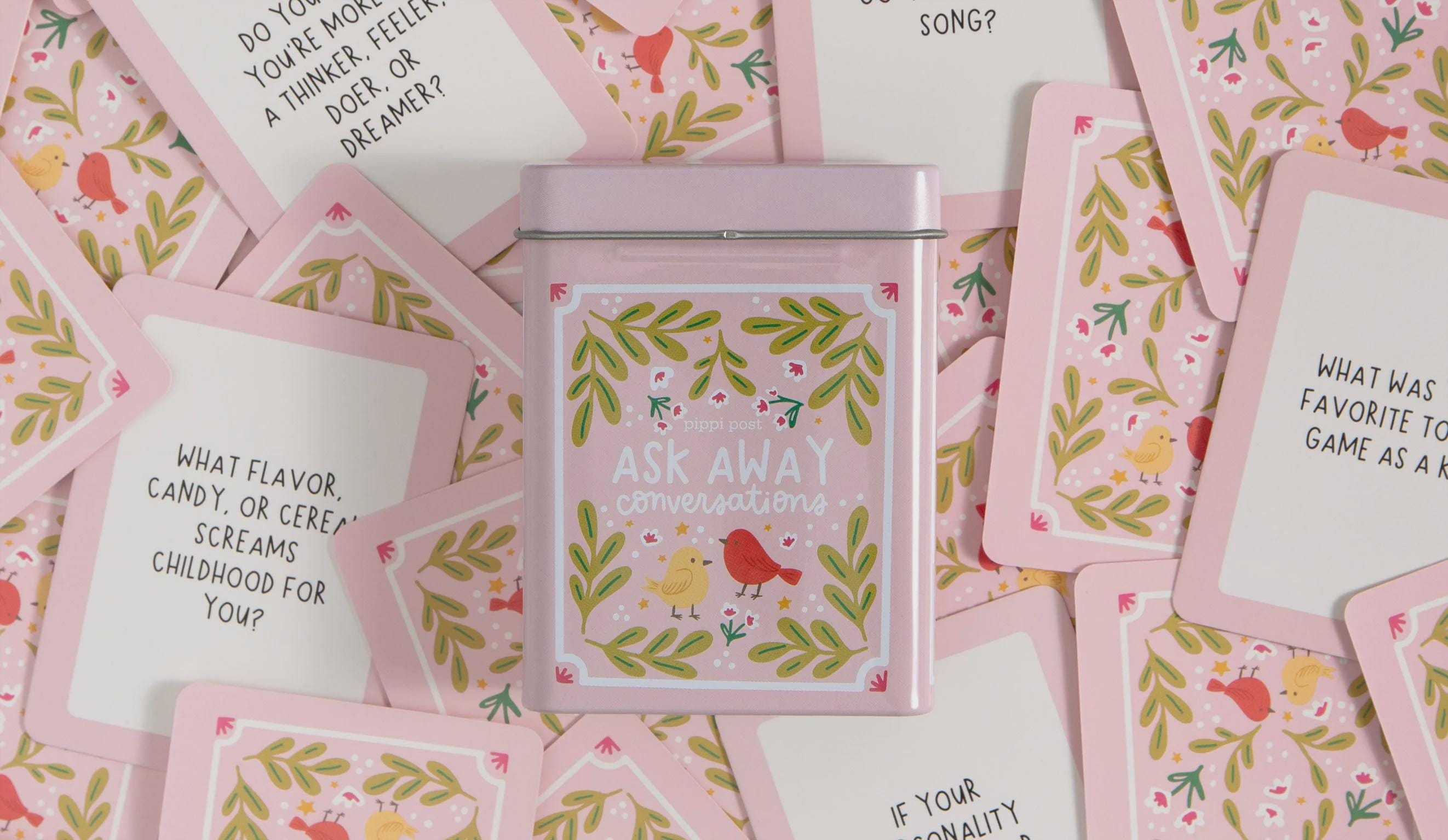 Ask Away Conversation Starter Cards with Storage Tin