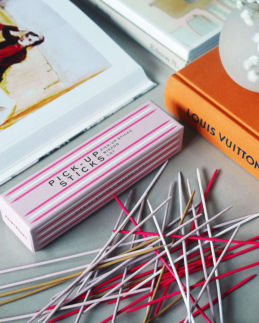 Colorful Pick Up Sticks Game (Pink & Red)