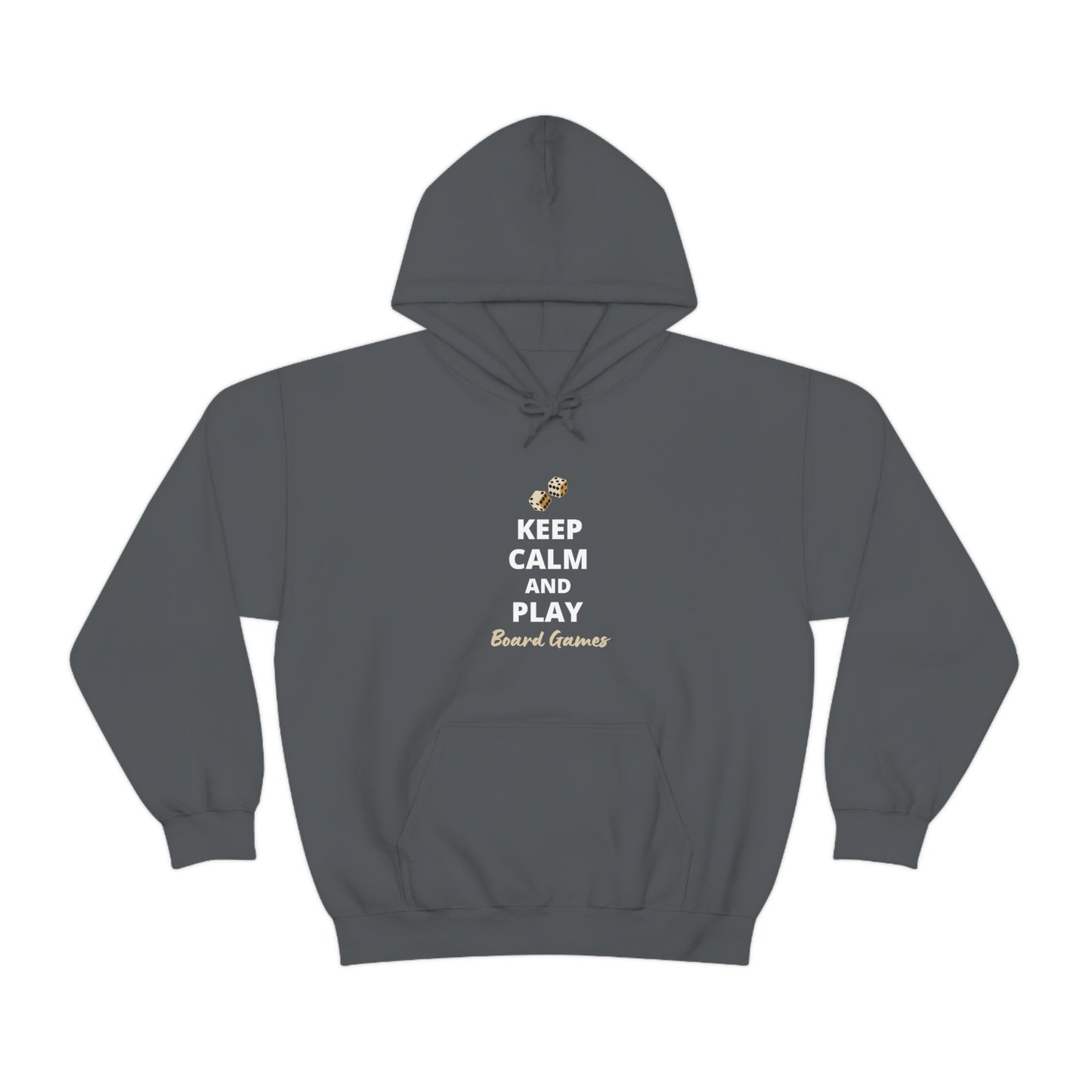 Keep Calm and Play Board Games Hoodie | Tiny Dice House Sweater | Punny Dice Sweatshirt | Unisex Heavy Blend™ Hooded Sweater