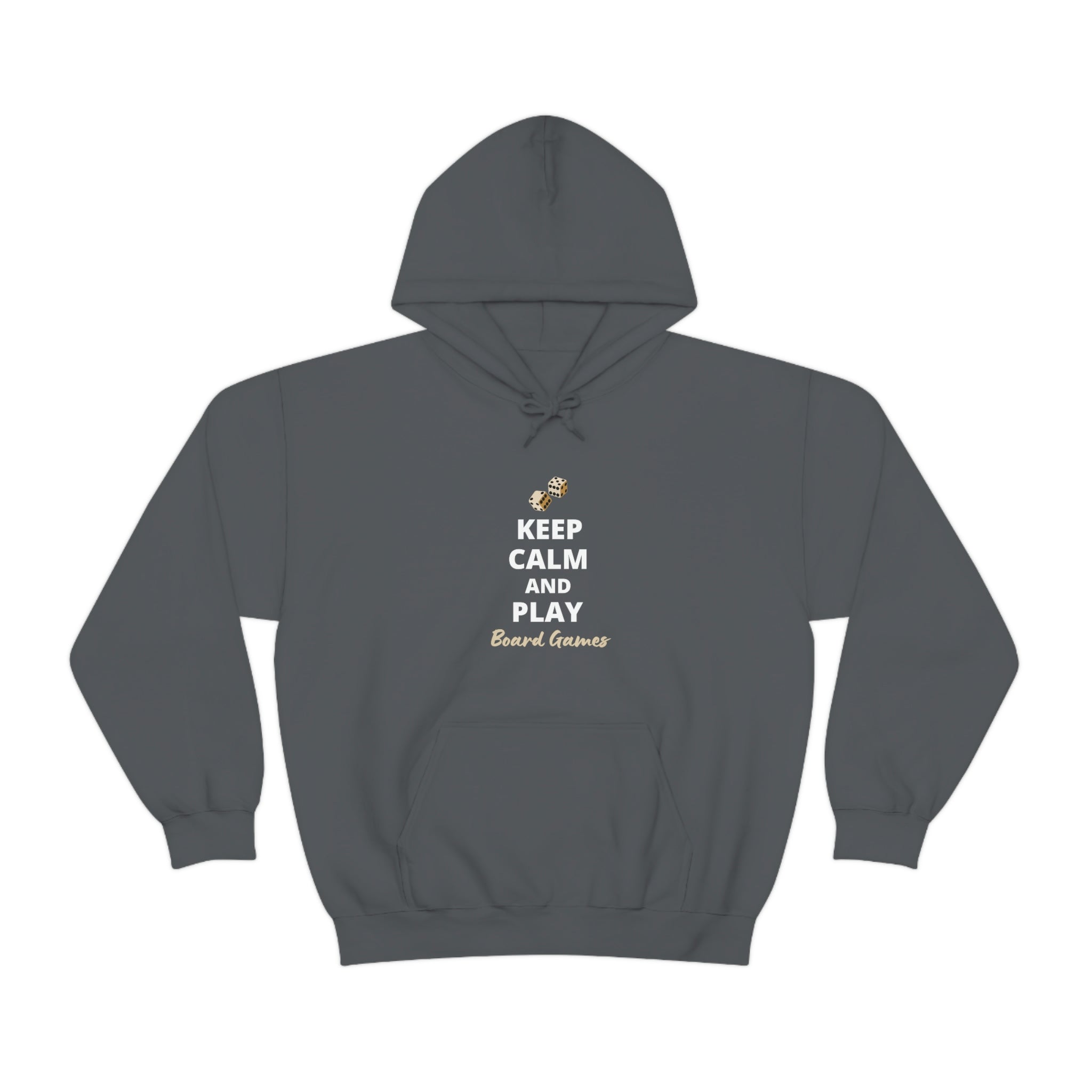 Keep Calm and Play Board Games Hoodie | Tiny Dice House Sweater | Punny Dice Sweatshirt | Unisex Heavy Blend™ Hooded Sweater