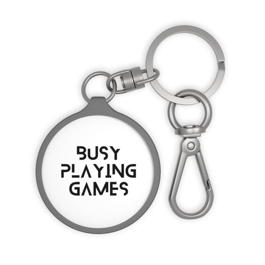Busy Playing Games Keyring Tag | Modern Keychain for Board Game Lovers