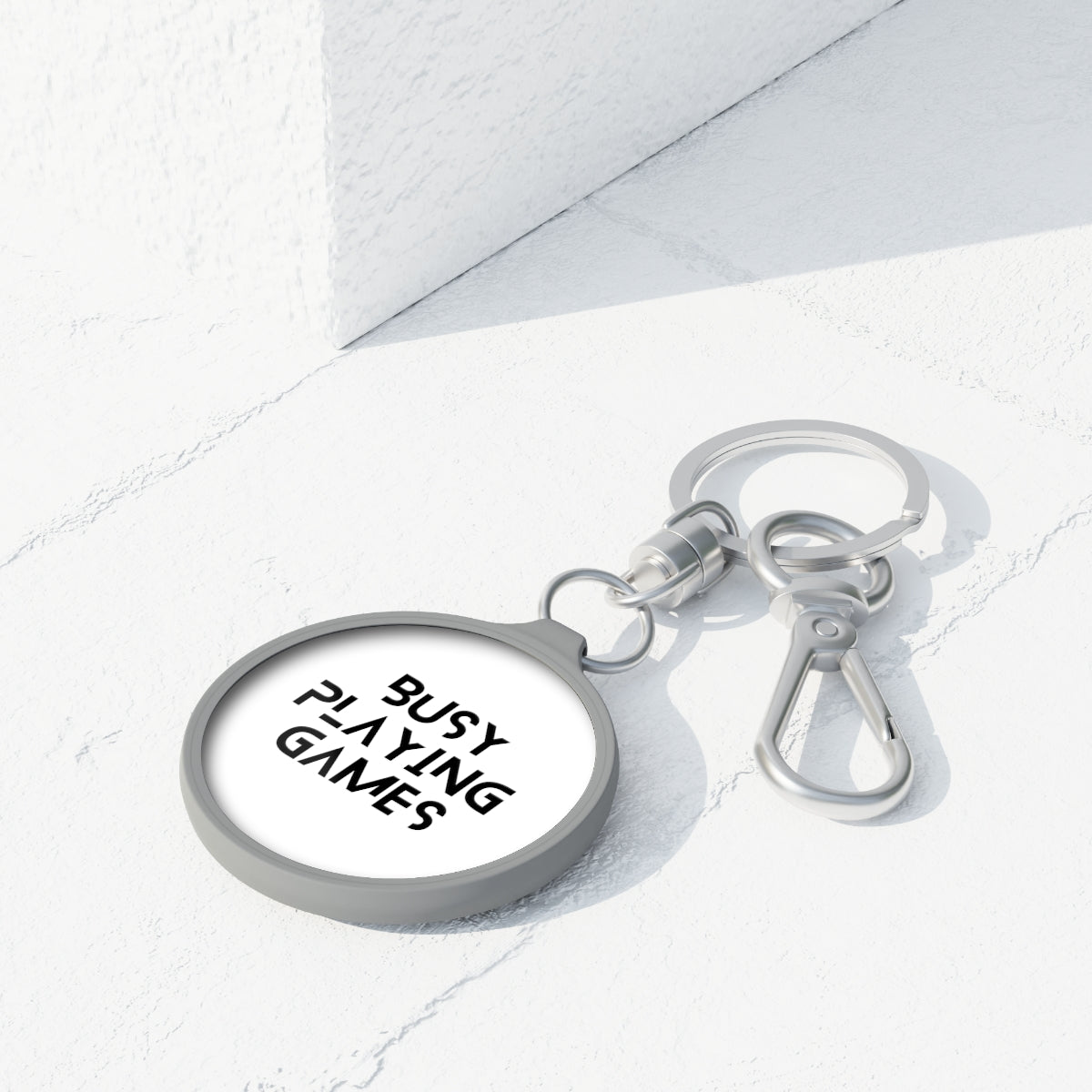 Busy Playing Games Keyring Tag | Modern Keychain for Board Game Lovers