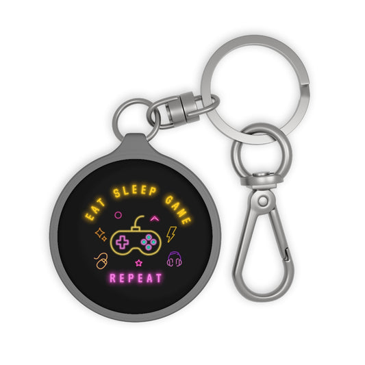 Eat Sleep Game Repeat Modern Keychain