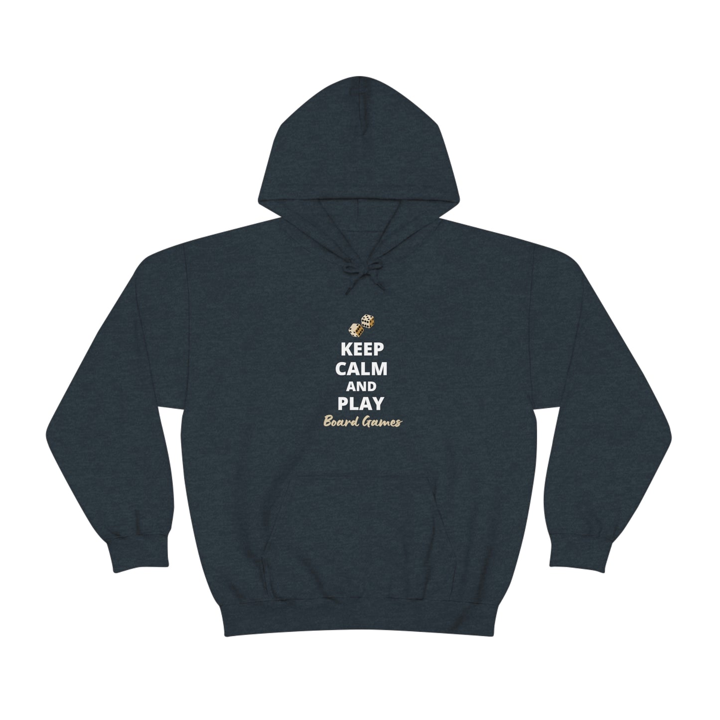 Keep Calm and Play Board Games Hoodie | Tiny Dice House Sweater | Punny Dice Sweatshirt | Unisex Heavy Blend™ Hooded Sweater