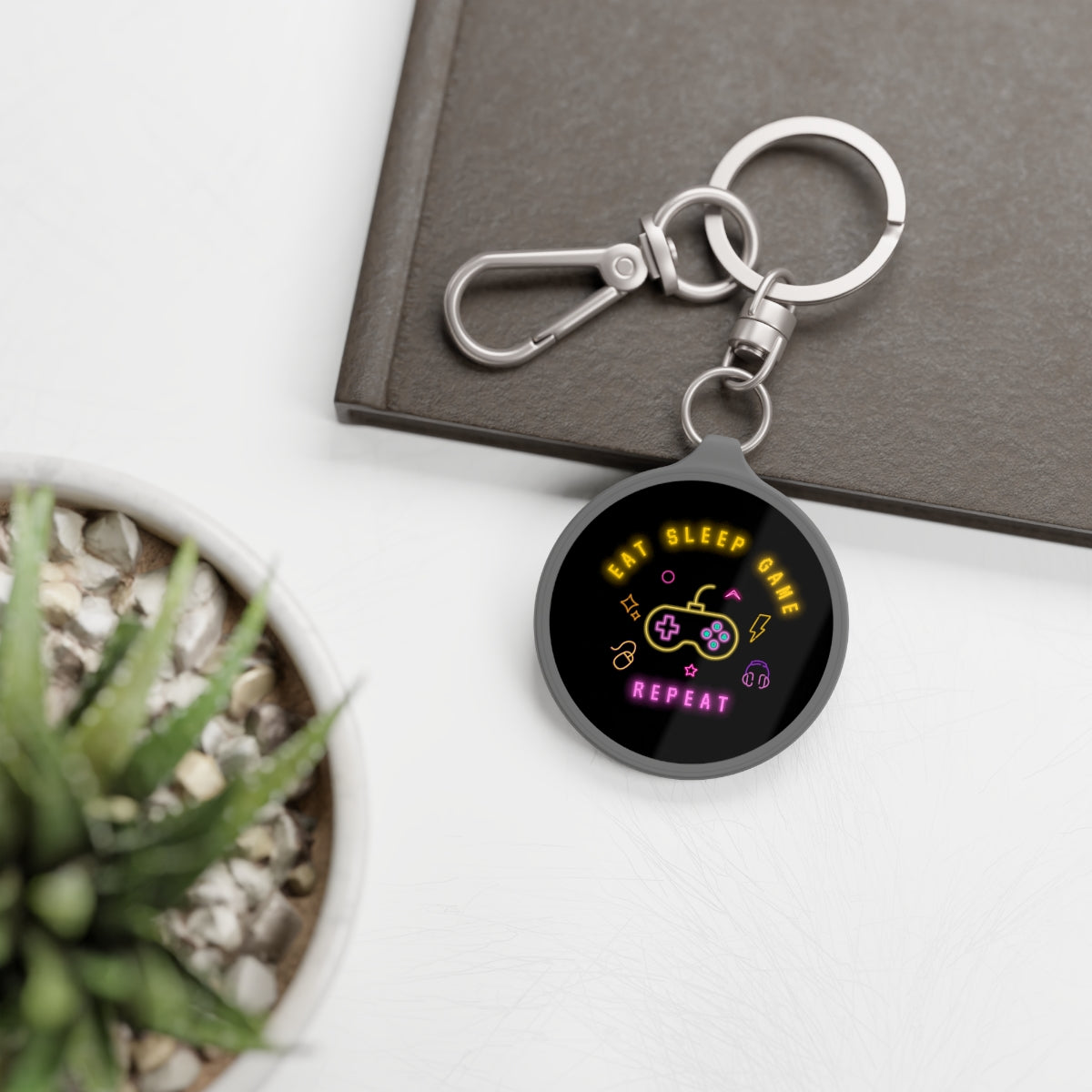 Eat Sleep Game Repeat Modern Keychain