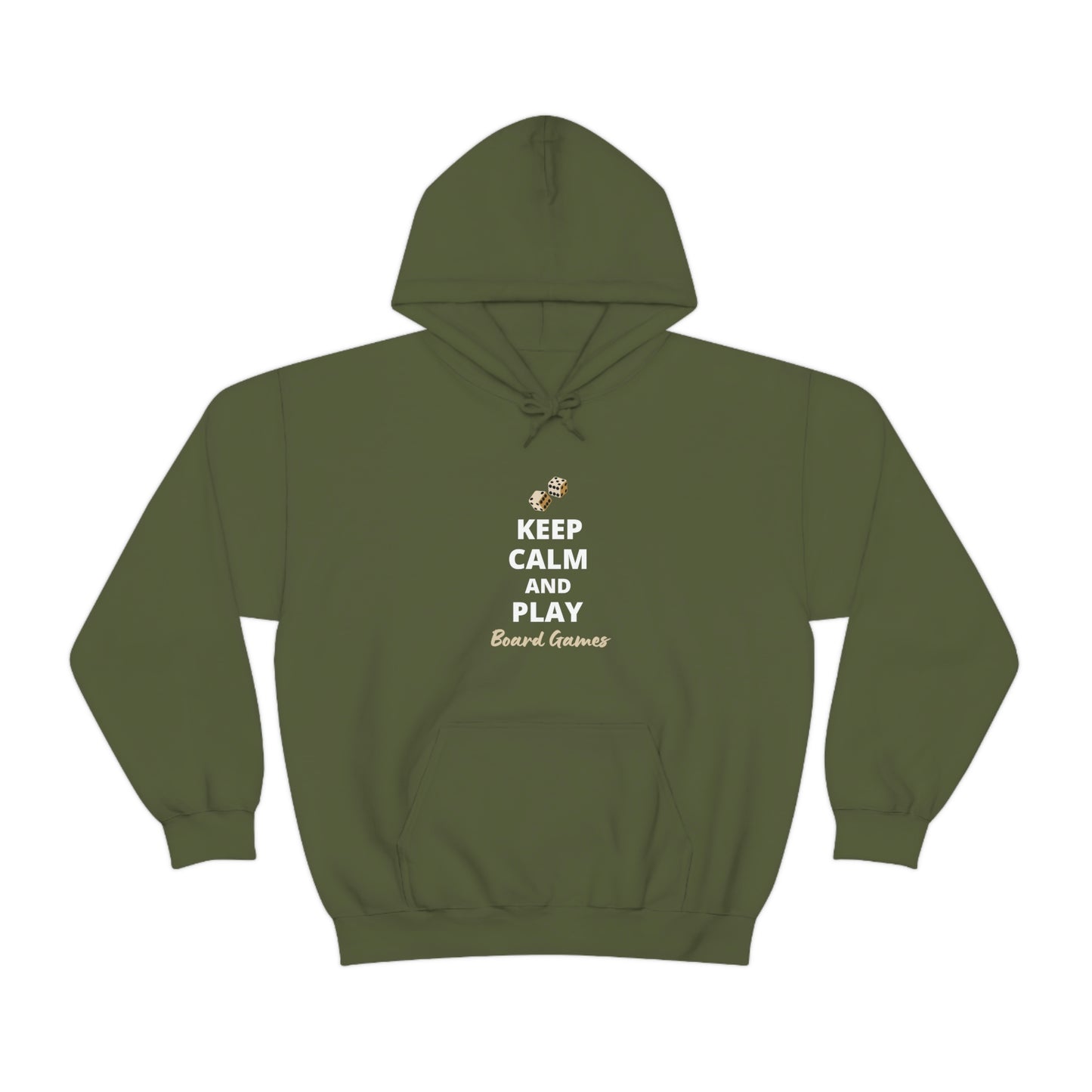 Keep Calm and Play Board Games Hoodie | Tiny Dice House Sweater | Punny Dice Sweatshirt | Unisex Heavy Blend™ Hooded Sweater