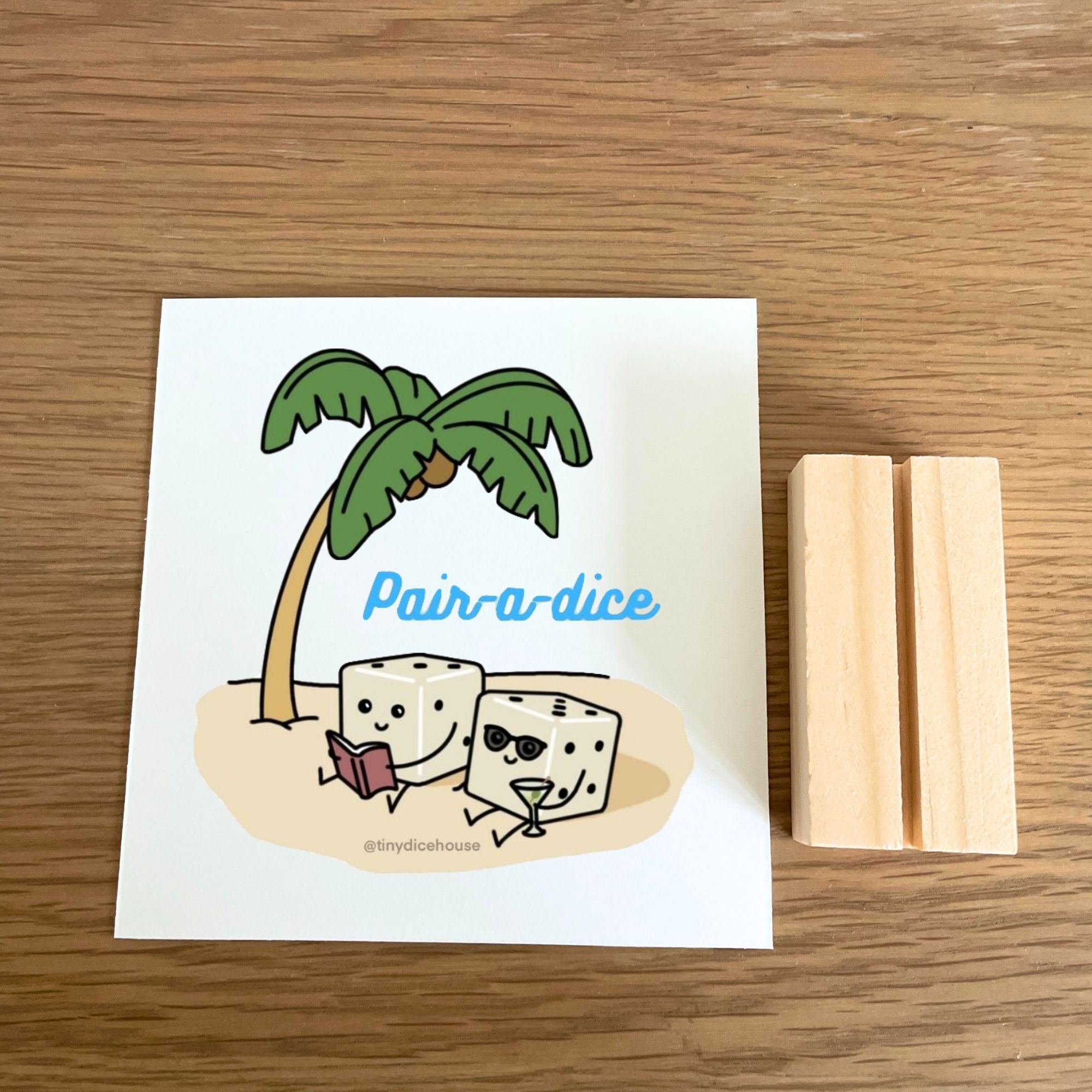 Pair-a-dice Mini Print with Wooden Holder | Tiny Dice Buddies