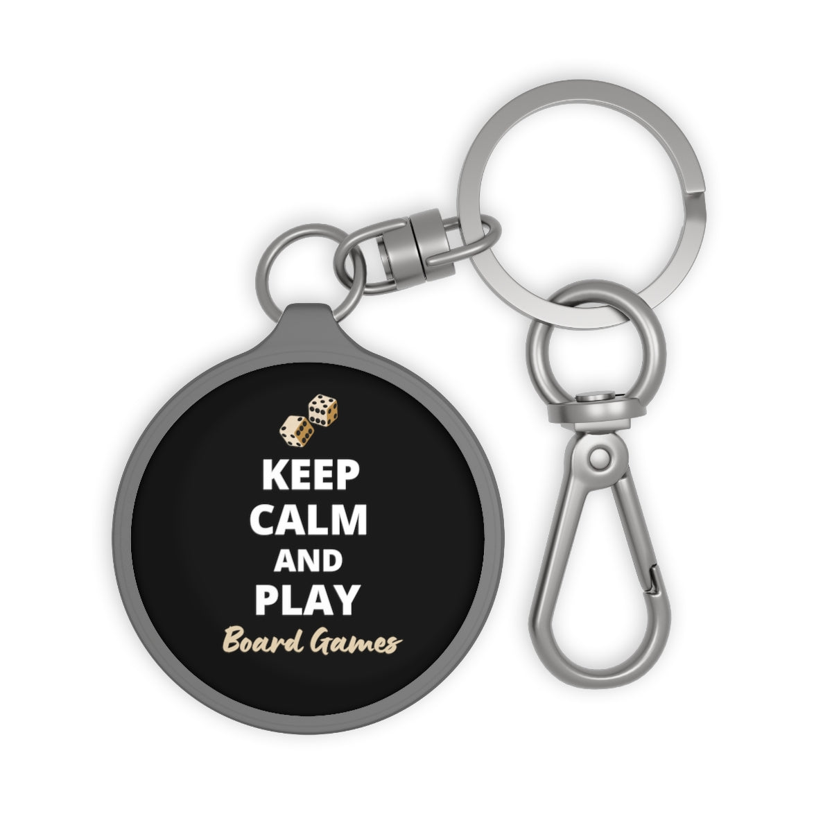Keep Calm and Play Board Games Keyring Tag | Modern Keychain for Board Game Lovers