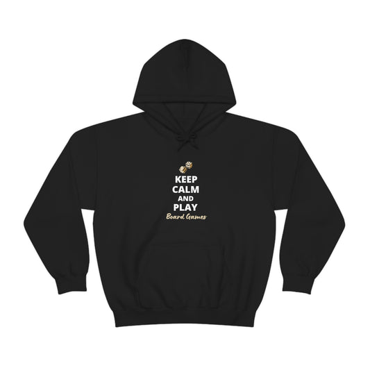 Keep Calm and Play Board Games Hoodie | Tiny Dice House Sweater | Punny Dice Sweatshirt | Unisex Heavy Blend™ Hooded Sweater