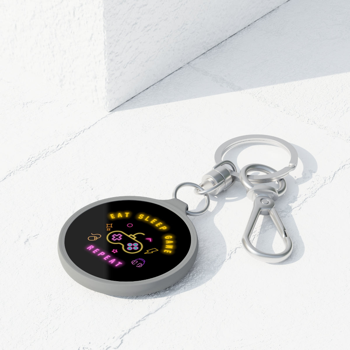 Eat Sleep Game Repeat Modern Keychain