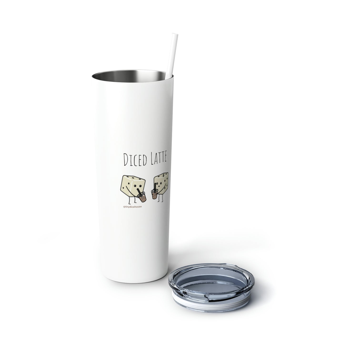 Diced Latte Tumbler | Tiny Dice Buddies Mug | Skinny Steel Tumbler with  Straw, 20oz