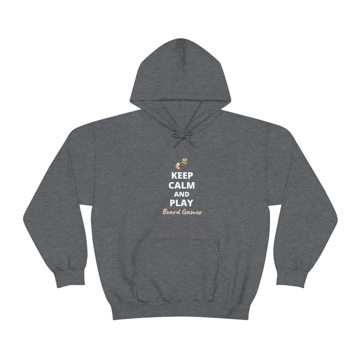 Keep Calm and Play Board Games Hoodie | Tiny Dice House Sweater | Punny Dice Sweatshirt | Unisex Heavy Blend™ Hooded Sweater